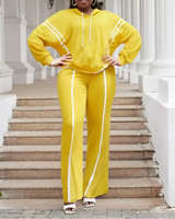StreamLine™ Set aus kuscheligem Premium-Sweatshirtstoff mit Verlängernden Streifen und Lockerem Schnitt / Stilvolle Ausstrahlung ohne auf Komfort zu Verzichten! in Gelb