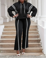 StreamLine™ Set aus kuscheligem Premium-Sweatshirtstoff mit Verlängernden Streifen und Lockerem Schnitt / Stilvolle Ausstrahlung ohne auf Komfort zu Verzichten! in Schwarz