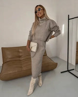 Winter Harmonie™ Grobstrick-Set mit Oversize-Bluse und Midirock / Die Schönheit des Winters in ihrer reinsten Form! in Kamel