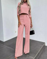 Nina™ Set mit High-Neck-Crop-Top in Pink