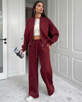 Naomi™ Premium-Sweatshirt-Set mit Zip-Jacke in Bordeaux