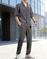 Jonas™ Set mit 3/4-Arm-Hemd und Hose mit Eingrifftaschen in Grau