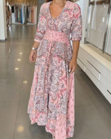 Aisha™ Maxikleid aus Premium-Viskose mit V-Ausschnitt in Rosa