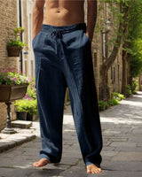 Oliver™ Baumwoll-Leinen-Hose mit elastischem Bund & verstellbarem Kordelzug in Dunkelblau