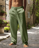 Oliver™ Baumwoll-Leinen-Hose mit elastischem Bund & verstellbarem Kordelzug in Grün