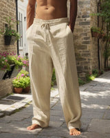 Oliver™ Baumwoll-Leinen-Hose mit elastischem Bund & verstellbarem Kordelzug in Beige