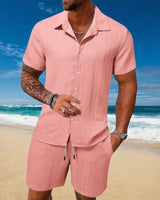 Gael™ Eisseide-Set mit Kurzarmhemd und verstellbaren Shorts in Rosa
