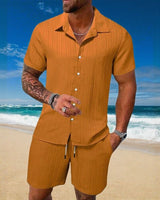 Gael™ Eisseide-Set mit Kurzarmhemd und verstellbaren Shorts in Orange