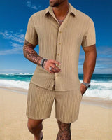 Gael™ Eisseide-Set mit Kurzarmhemd und verstellbaren Shorts in Khaki