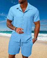 Gael™ Eisseide-Set mit Kurzarmhemd und verstellbaren Shorts in Hellblau