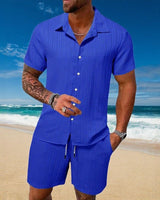 Gael™ Eisseide-Set mit Kurzarmhemd und verstellbaren Shorts in Blau