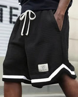 Ravi™ Premium-Shorts aus strukturierter Strickware mit verstellbarem Kordelzug in Schwarz