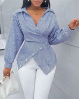 Zoe™ Wickelbluse aus Premium-Viskose mit Bindeband am Rücken in Blau