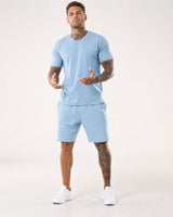 Bryan™ Basic-T-Shirt- und Shorts-Set mit Seitentaschen in Hellblau