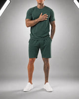 Bryan™ Basic-T-Shirt- und Shorts-Set mit Seitentaschen in Dunkelgrün