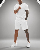Bryan™ Basic-T-Shirt- und Shorts-Set mit Seitentaschen in Weiß