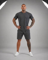 Bryan™ Basic-T-Shirt- und Shorts-Set mit Seitentaschen in Dunkelgrau