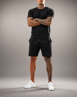 Bryan™ Basic-T-Shirt- und Shorts-Set mit Seitentaschen in Schwarz