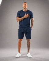Bryan™ Basic-T-Shirt- und Shorts-Set mit Seitentaschen in Dunkelblau