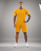 Bryan™ Basic-T-Shirt- und Shorts-Set mit Seitentaschen in Gelb