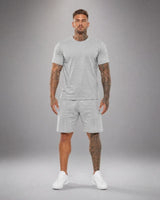 Bryan™ Basic-T-Shirt- und Shorts-Set mit Seitentaschen in Hellgrau