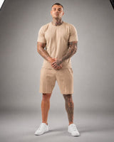Bryan™ Basic-T-Shirt- und Shorts-Set mit Seitentaschen in Khaki
