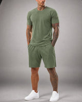 Bryan™ Basic-T-Shirt- und Shorts-Set mit Seitentaschen in Hellgrün
