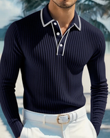 Castellan™-Poloshirt mit Langen Ärmeln, Kontrastierendem Kragen und Hochwertiger Verarbeitung in Dunkelblau