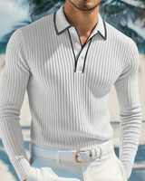 Castellan™-Poloshirt mit Langen Ärmeln, Kontrastierendem Kragen und Hochwertiger Verarbeitung in Weiß