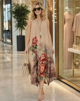 Florenza Kleid & Sheer Overlay Set / Mühelose, vielseitige Eleganz für alle Jahreszeiten! in Khaki