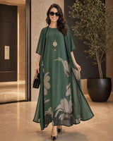 Florenza Kleid & Sheer Overlay Set / Mühelose, vielseitige Eleganz für alle Jahreszeiten! in Grün