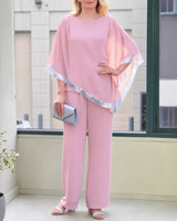 Lola™ Set Oversize-Bluse mit kontrastierendem silbernen Detail und Palazzohose in Rosa