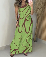 Alurea™ One-Shoulder Kleid mit Moderner Kunstprint-Optik in Grün