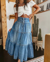 Belle Prairie™ Jeansrock Mit Fließenden Stufenlagen Im Used-Look in Blau