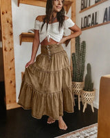 Belle Prairie™ Jeansrock Mit Fließenden Stufenlagen Im Used-Look in Braun