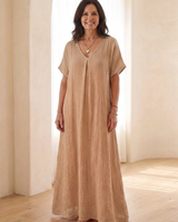 Liora | Midikleid mit V-Ausschnitt in Beige