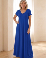 Samira | Maxikleid mit V-Ausschnitt und Taschen in Blau