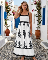 Odelina | Ärmelloses Maxikleid mit gerafftem Oberteil in Schwarz
