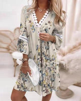 Cara | Boho Muster Mini Abendkleid in Hell Grau