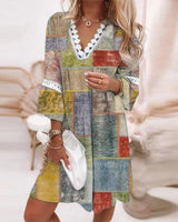 Cara | Boho Muster Mini Abendkleid in Gelb