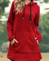 Tunika-Kleid Mit Känguru-Tasche - Pauline in Rot