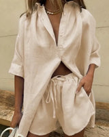 Ellie - Outfit-Set mit Kordelzug in Beige