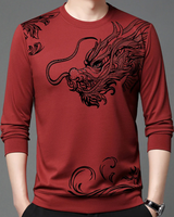 Bequemes Herren-Sweatshirt mit Rundhalsausschnitt in Rot