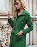 Sandra | Damen Modische Lange Outdoorjacke in Grün