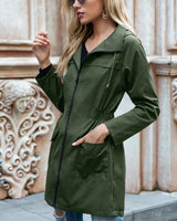 Sandra | Damen Modische Lange Outdoorjacke in Dunkelgrün