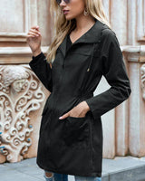 Sandra | Damen Modische Lange Outdoorjacke in Schwarz