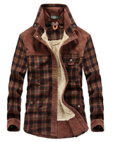 Warme Flanell Winterjacke für Herren mit Stehkragen in Dunkelbraun