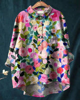 Tiziana – Gemustertes Leinenhemd in Rosa Muster