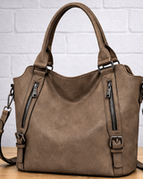 Damen Alltag Handtasche aus Kunstleder in Kaffeebraun
