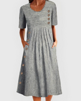 Jarna | Gestreiftes Midi-Kleid in Grau